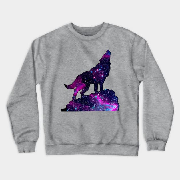 Galaxy Wolf Crewneck Sweatshirt by  The best hard hat stickers 